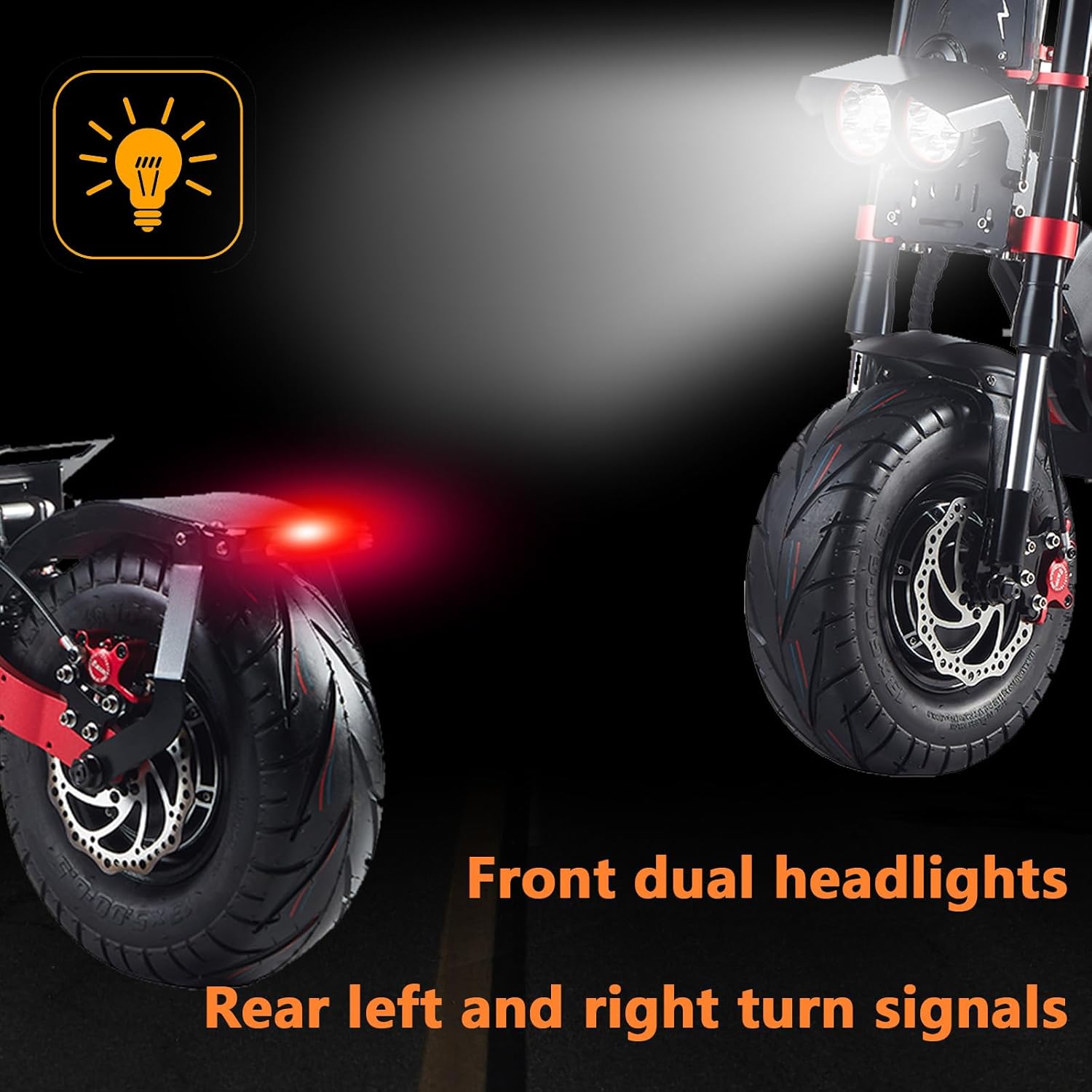 off-road electric scooter OBARTER X5 front dual headlights and rear turn signals