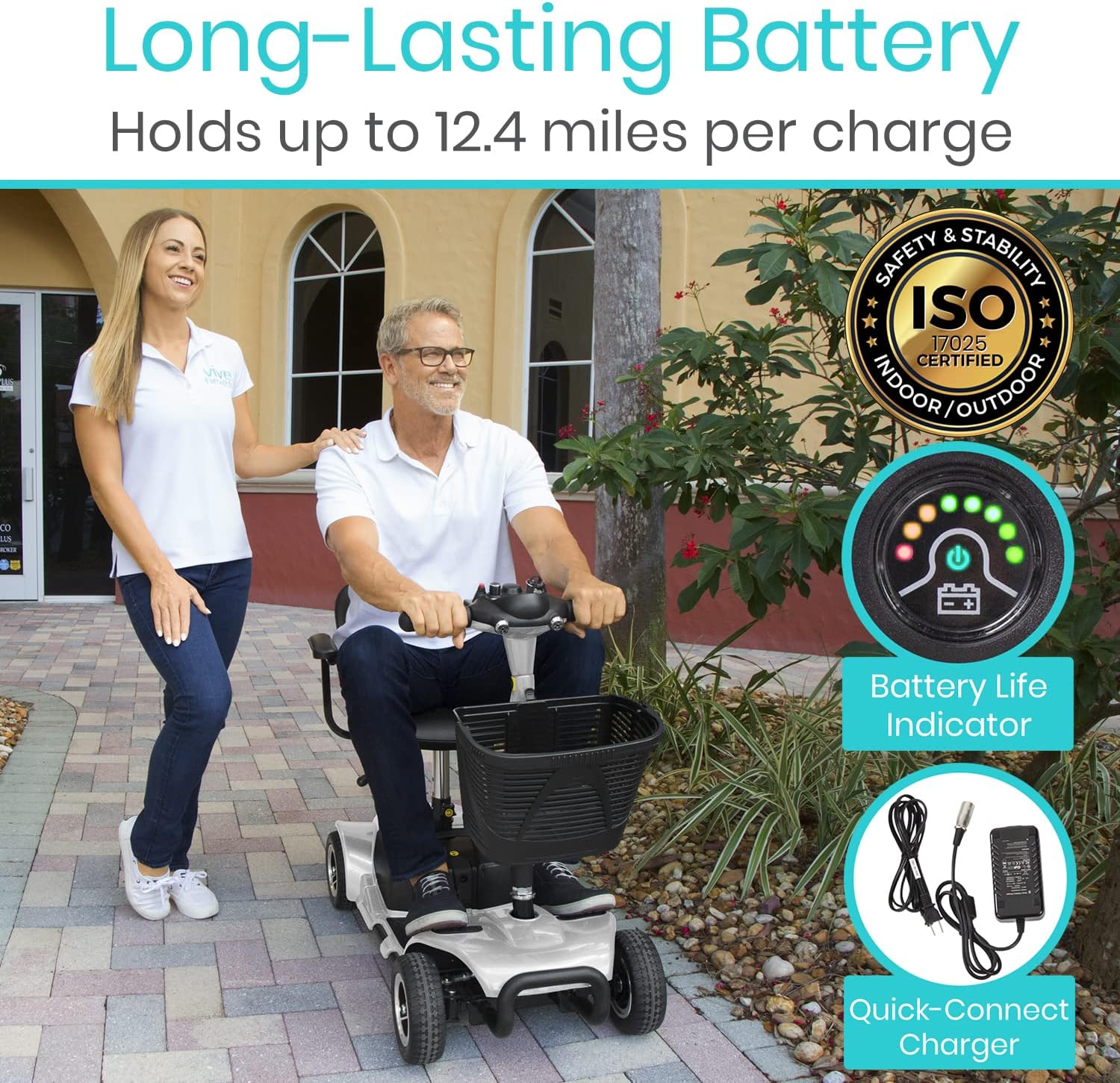 mobility scooter VIVE 4 long-lasting battery