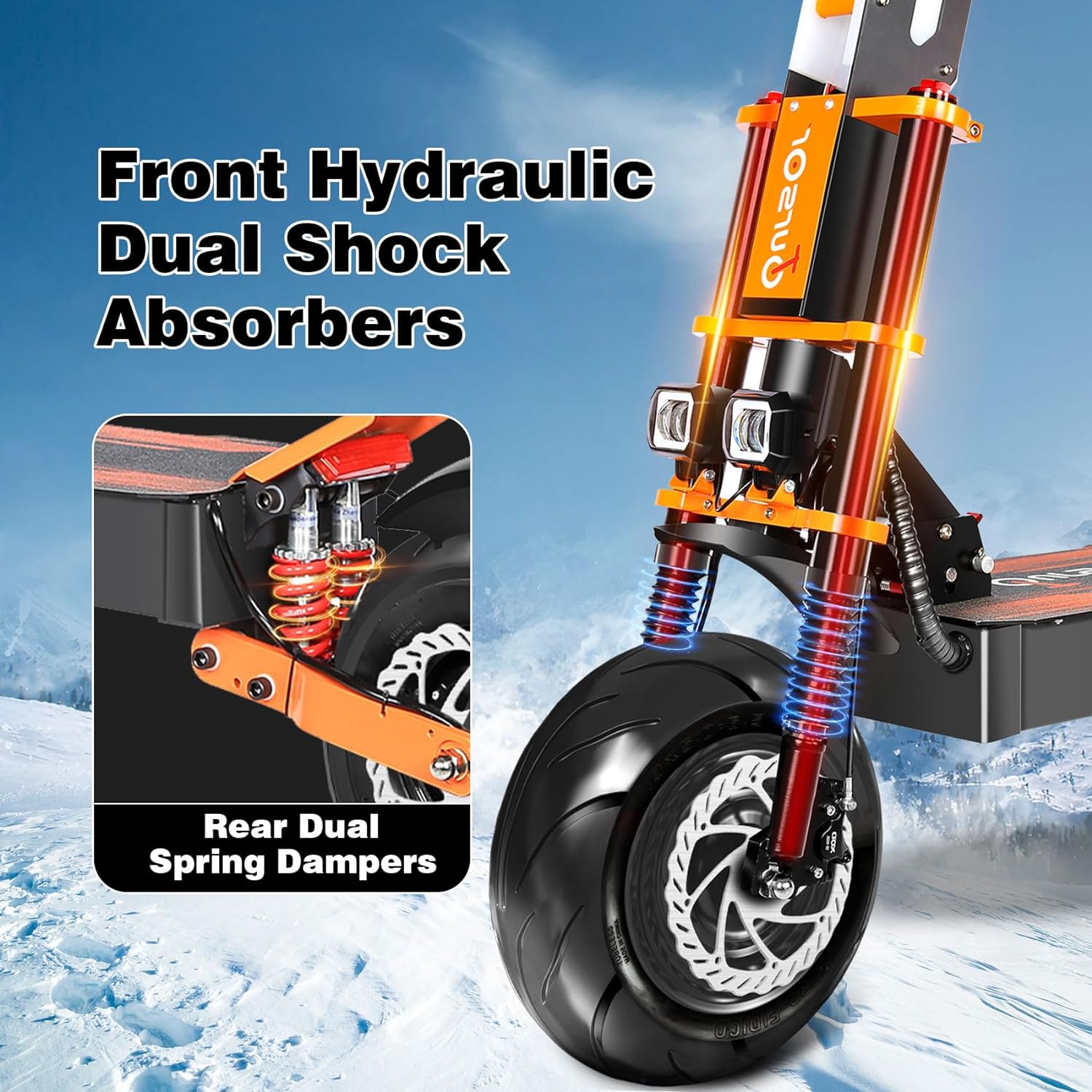 off-road electric scooter Toursor X13 Orange hydraulic shock absorbers