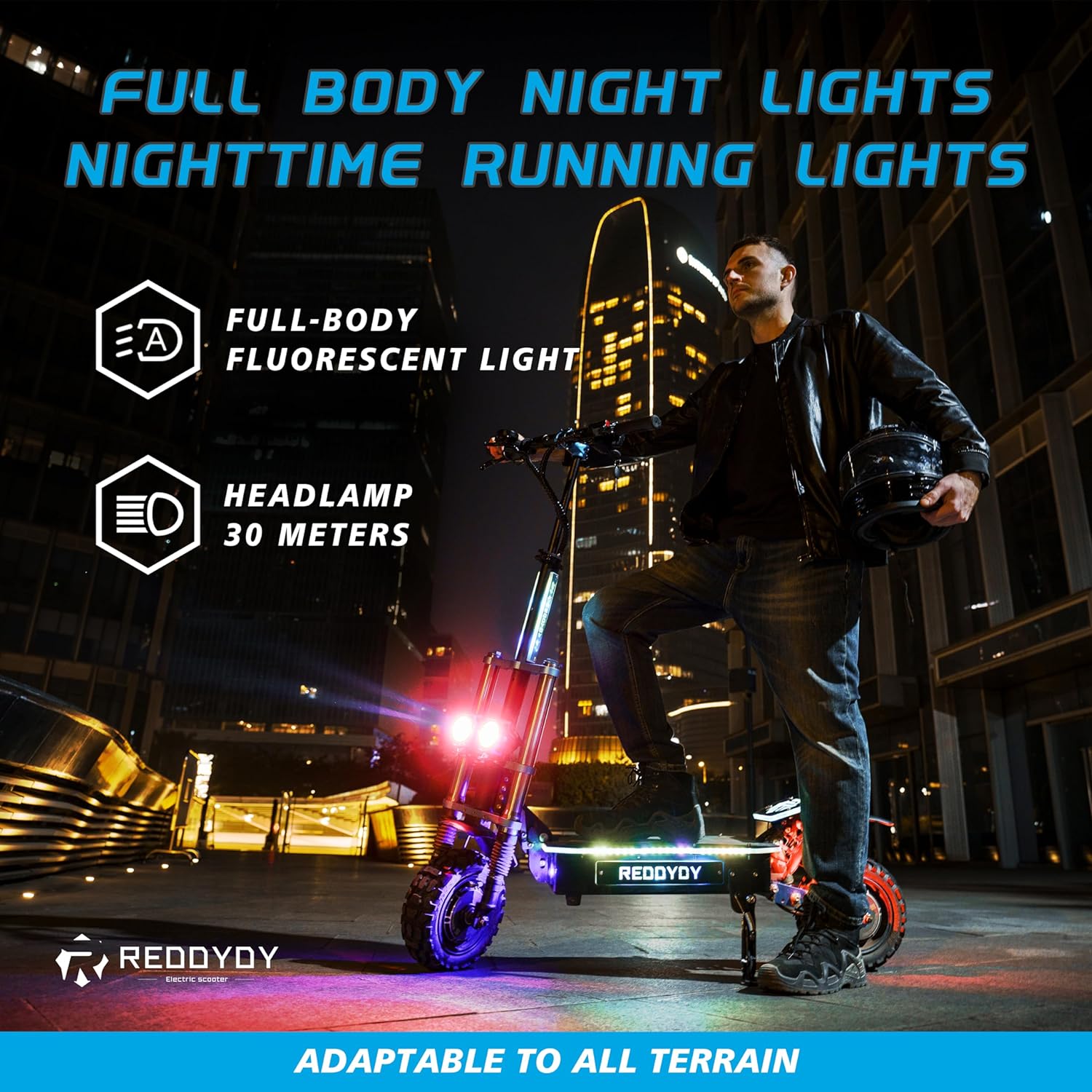 off-road electric scooter reddydy rd3 full body night lights