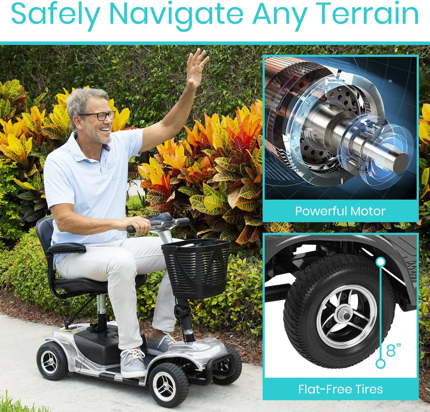 mobility scooter VIVE 4 safely navigate and terrain