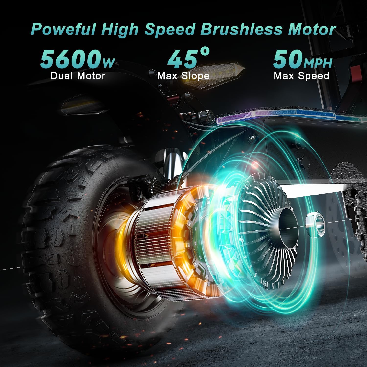off-road electric scooter onecna gt8 pro 5600W motor, 45 degree max slope, 50 mph speed