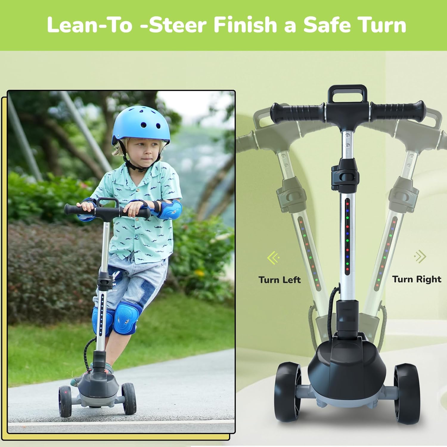 electric scooter for kids iScooter IK2 learn to steer finish a safe turn