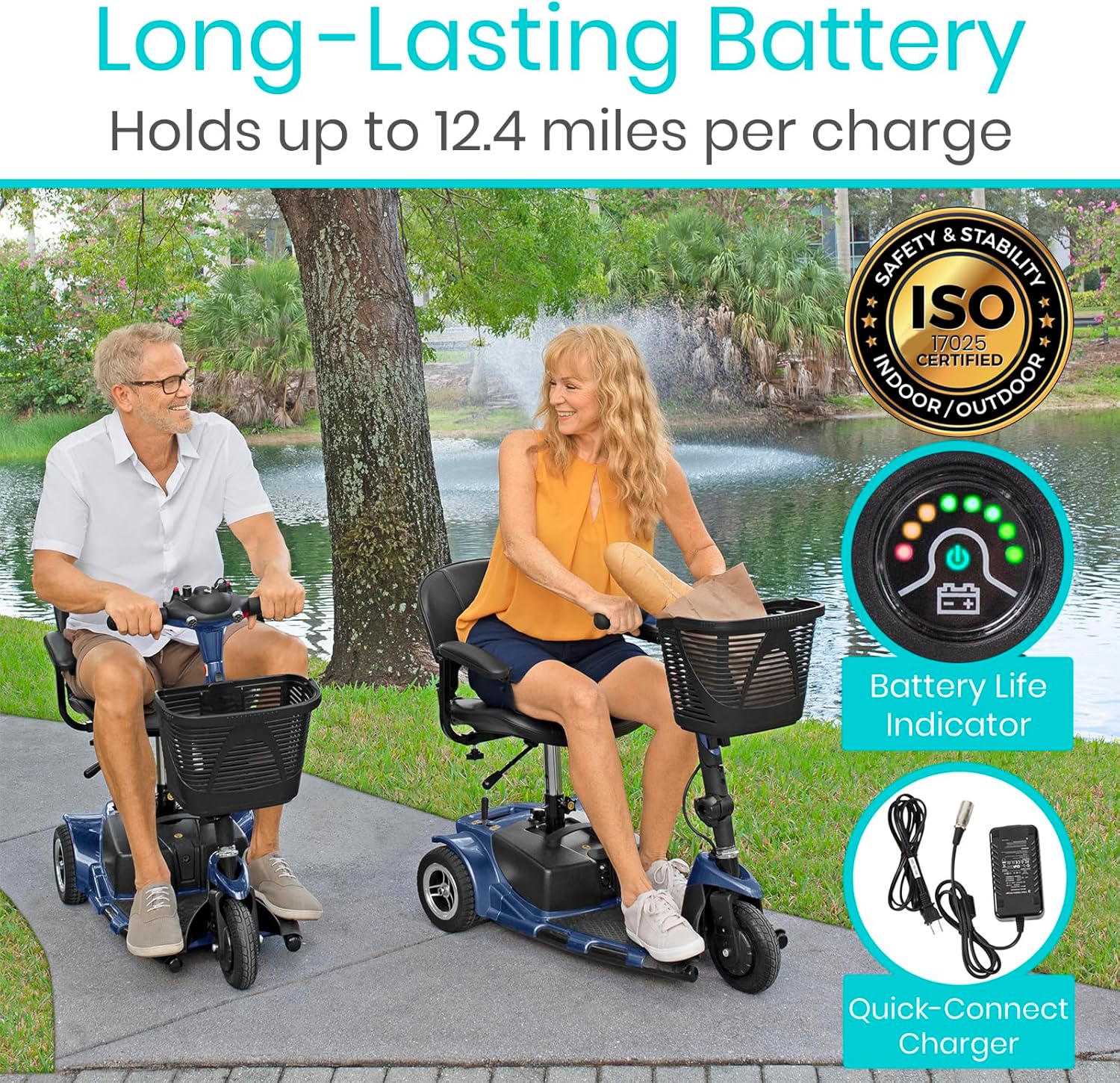 mobility scooter VIVE 3 long-lasting battery