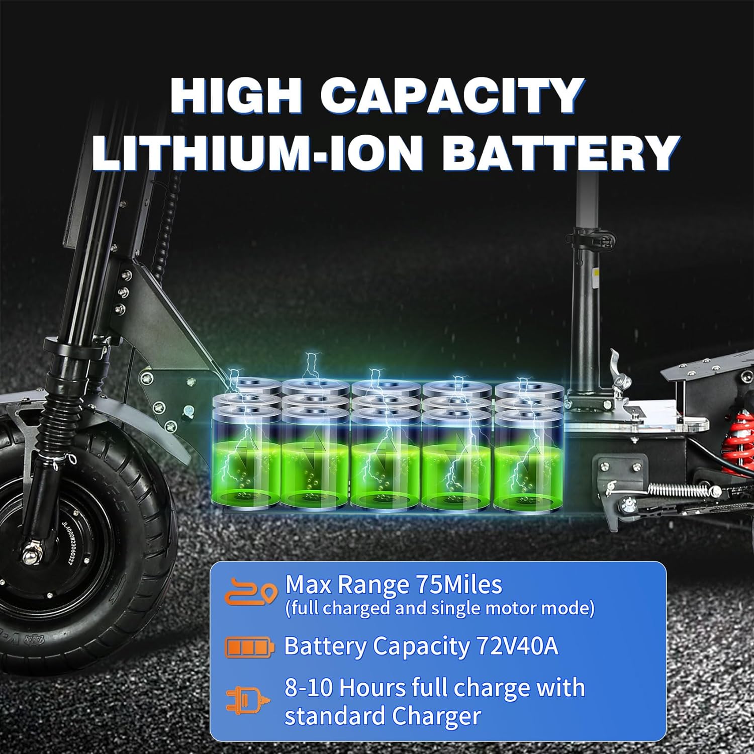 off-road electric scooter Toursor X13 Black high capacity lithium-ion battery