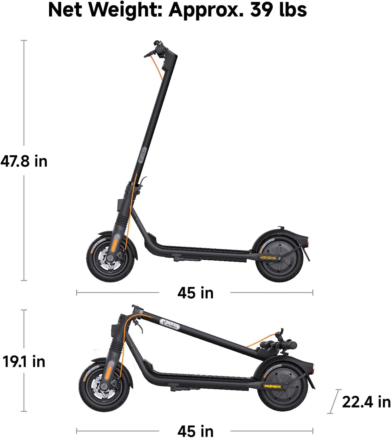 electric scooter Segway Ninebot F2 Pro product dimensions