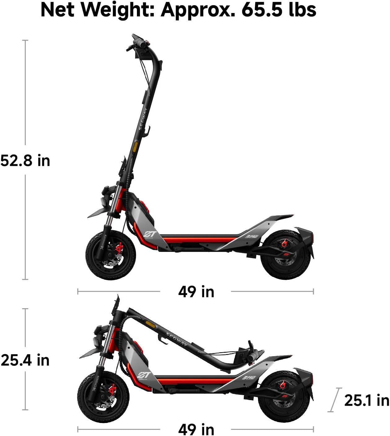 off-road electric scooter Segway Ninebot ZT3 Pro product dimensions