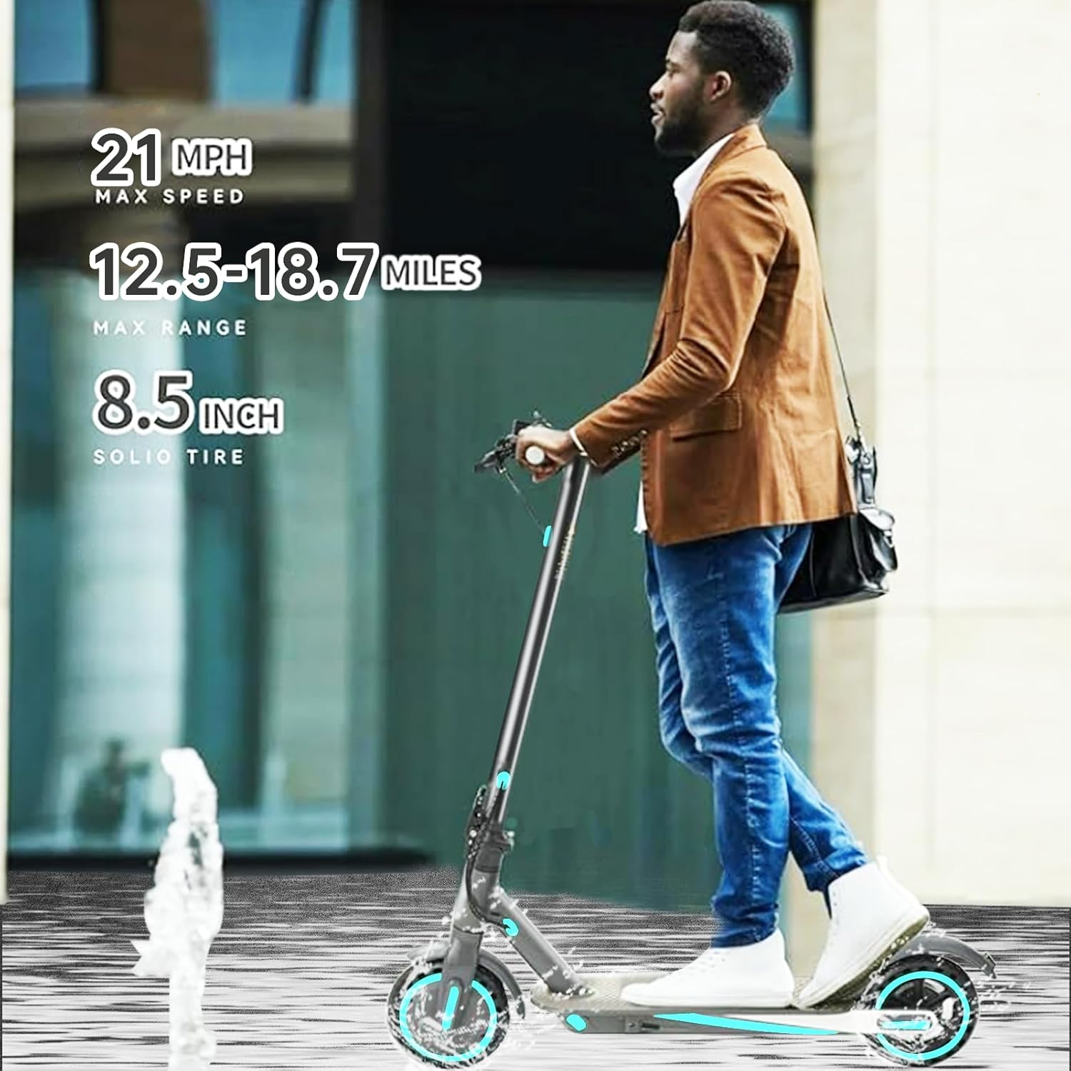 electric scooter CDDBIKK V8 21 mph speed, 18.7 miles range and 8.5-inch tires