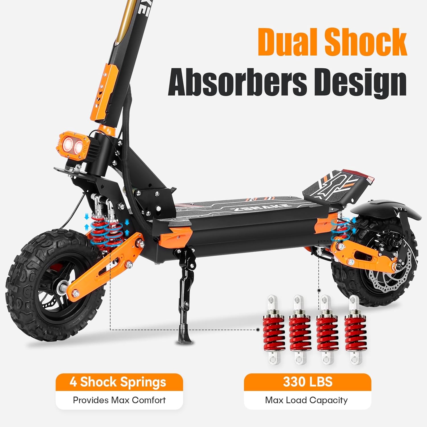 off-road electric scooter ZSNAKE ES35 dual shock absorber design