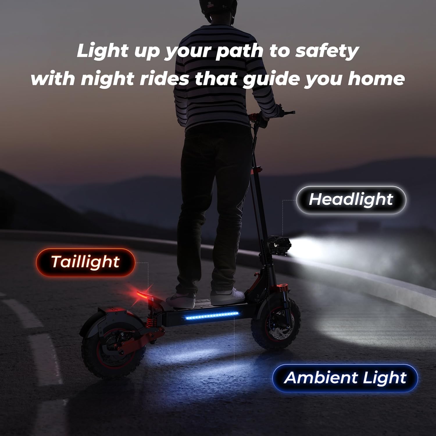 off-road electric scooter iScooter IX5S headlight, taillight, ambient light