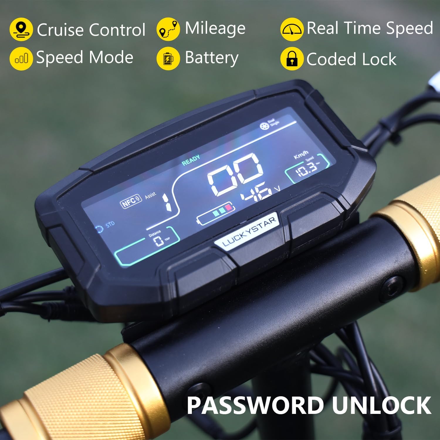 off-road electric scooter iENYRID ES6 digital display and passcode unlock