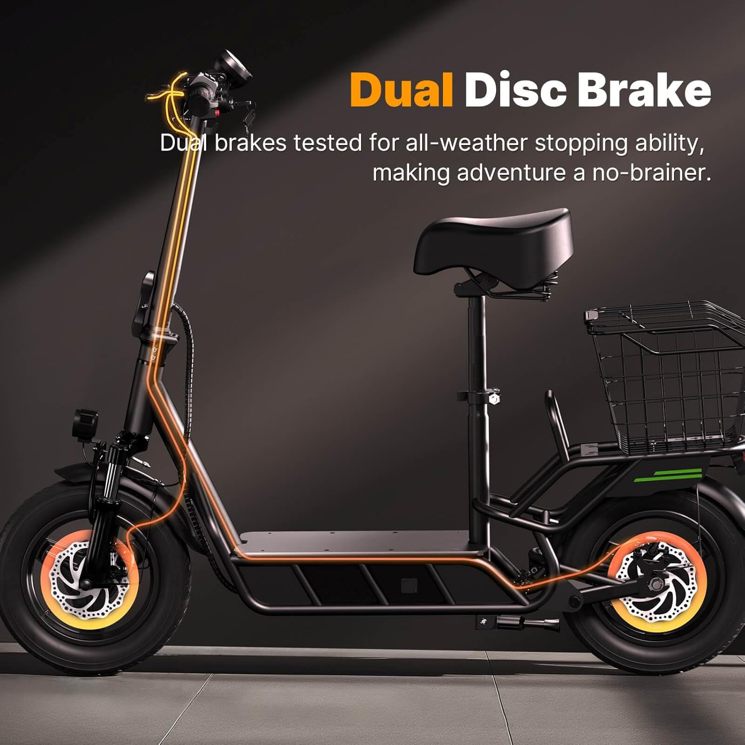 electric scooter with Seat isinwheel Hyper X dual disc brake