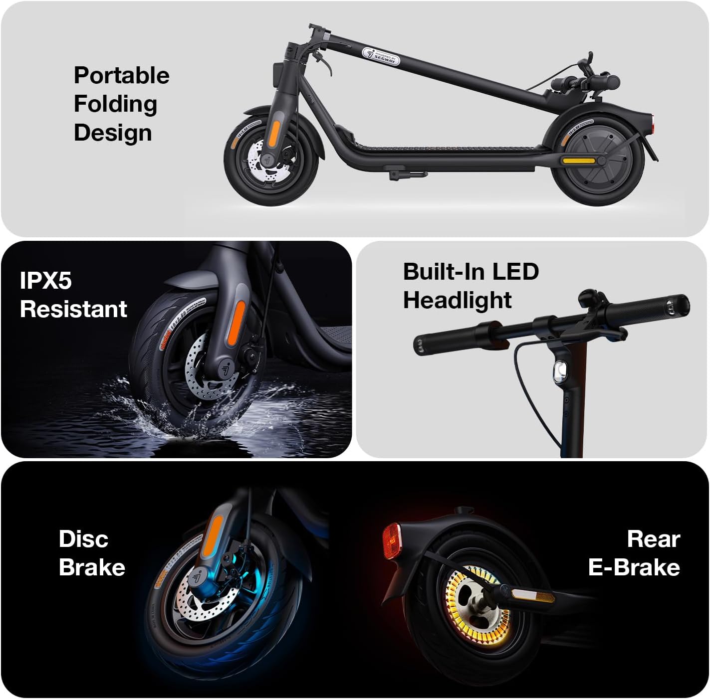 electric scooter Segway Ninebot F2 Pro portable folding design, waterproof