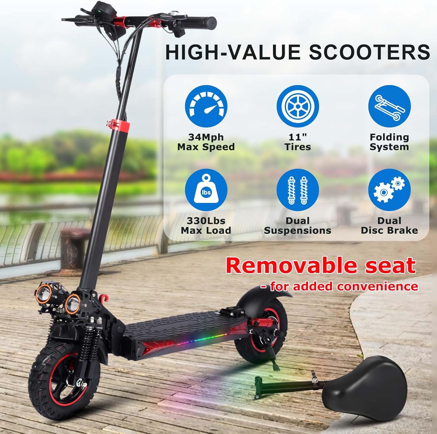 off-road electric scooter Tigoten J11 removable seat