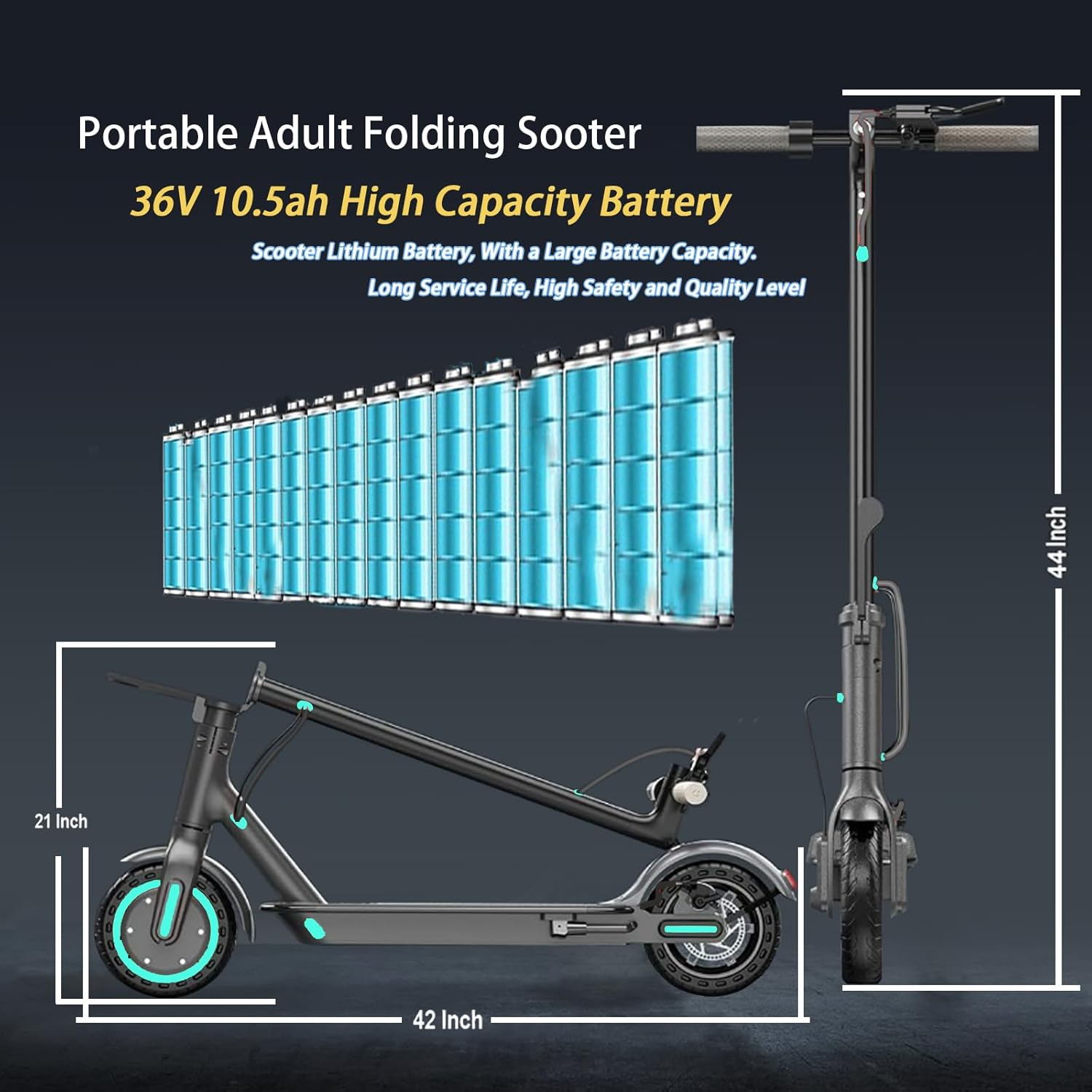 electric scooter CDDBIKK V8 portable and foldable design and high capacity battery