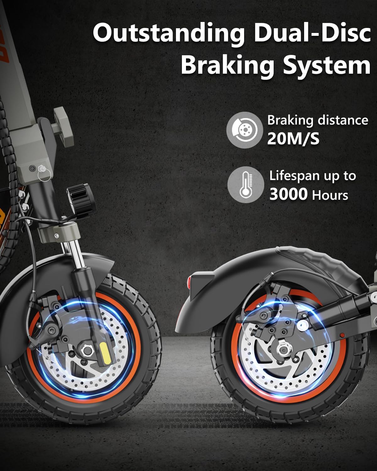 off-road electric scooter VIPCOO VS1 dual disc braking system
