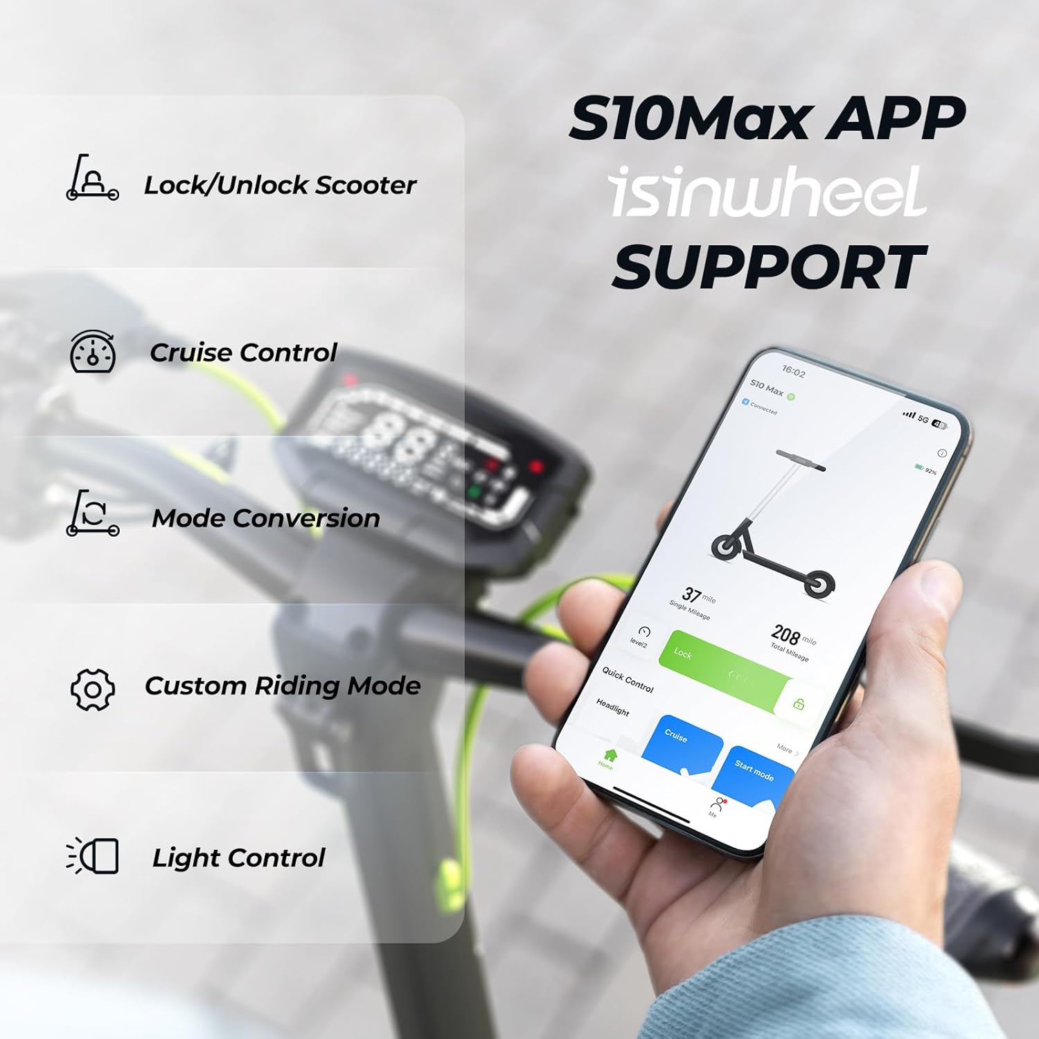 off-road electric scooter isinwheel S10 MAX App Support