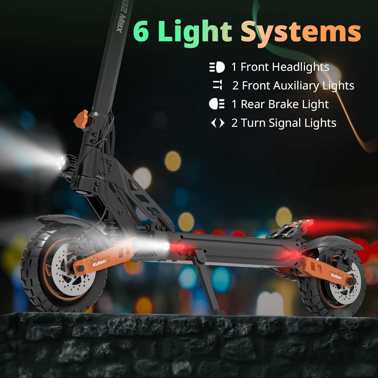 off-road electric scooter Kukirin G2 MAX 6 light system