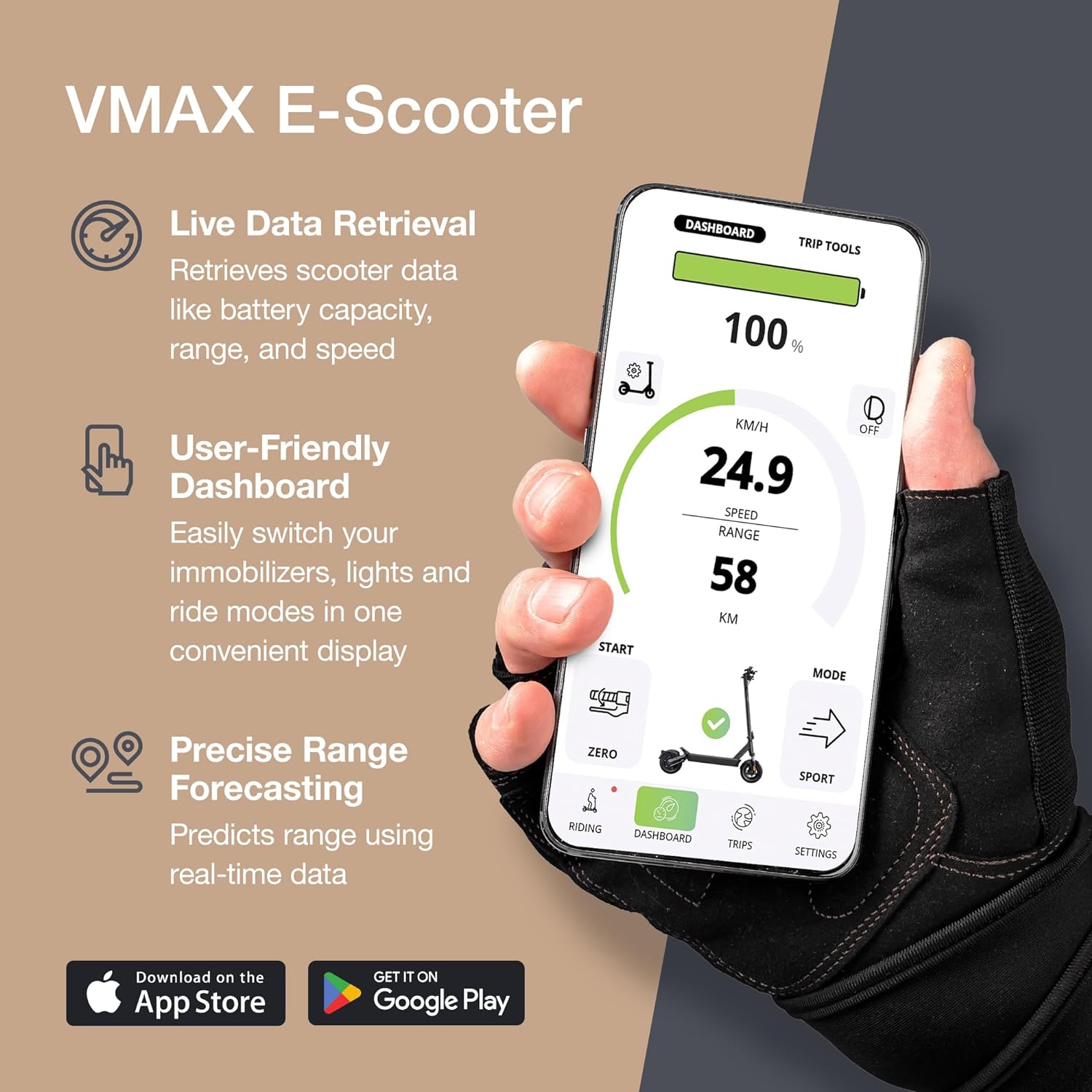 off-road electric scooter VMAX VX4 LT app control