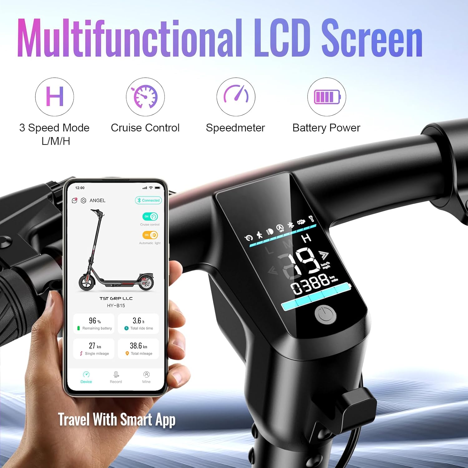 electric scooter TST B15 multifunctional LCD Display