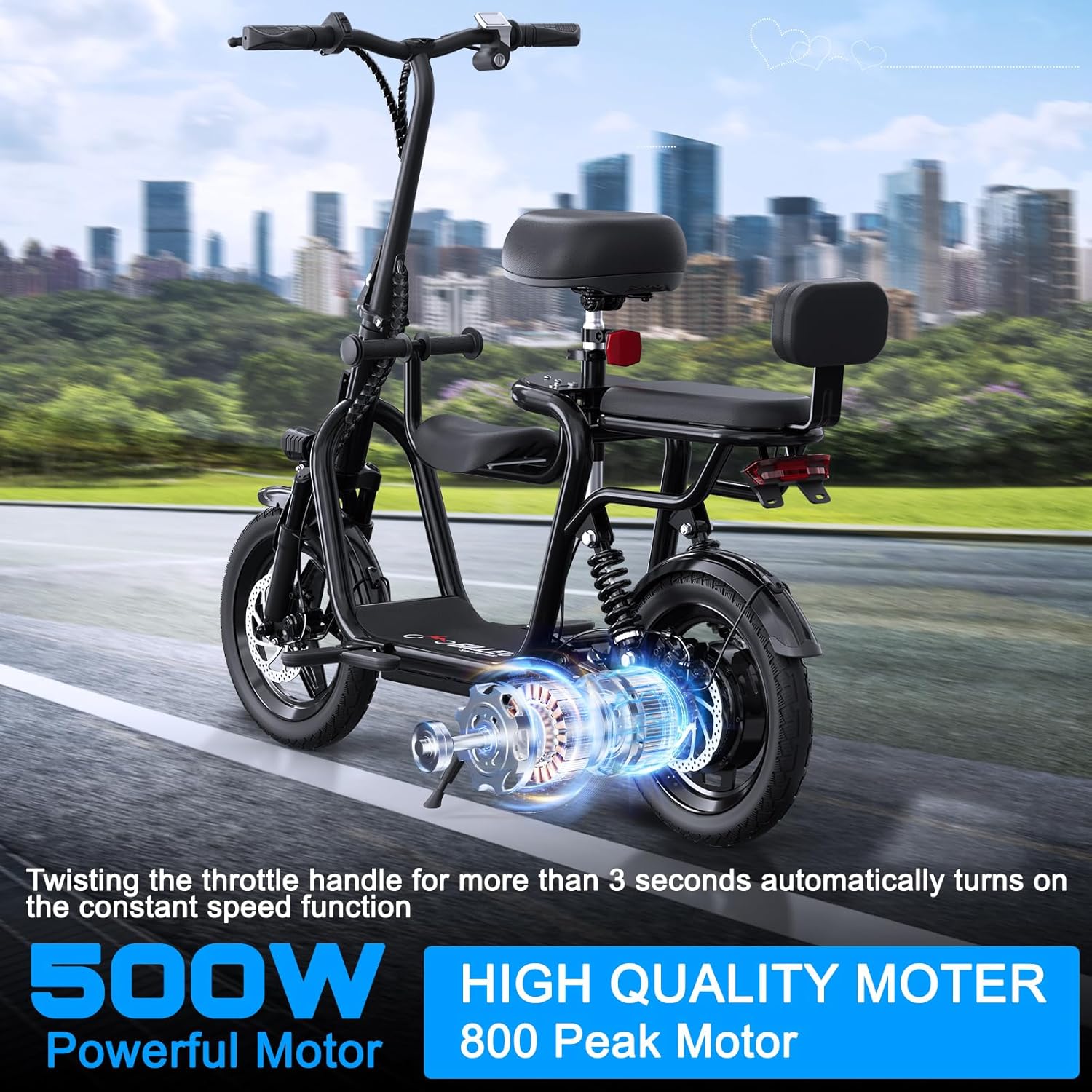 electric scooter with seat EILLEO US11 500W motor