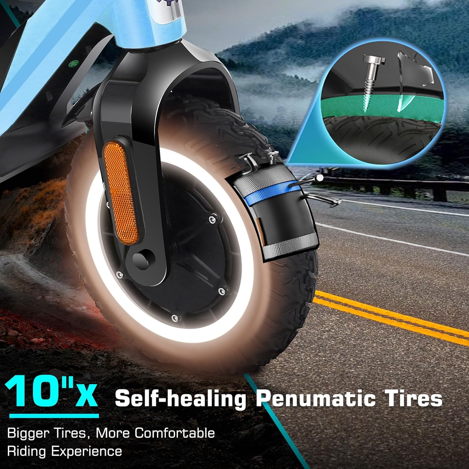 off-road electric scooter Caroma C1 10-inch self-healing pneumatic tires