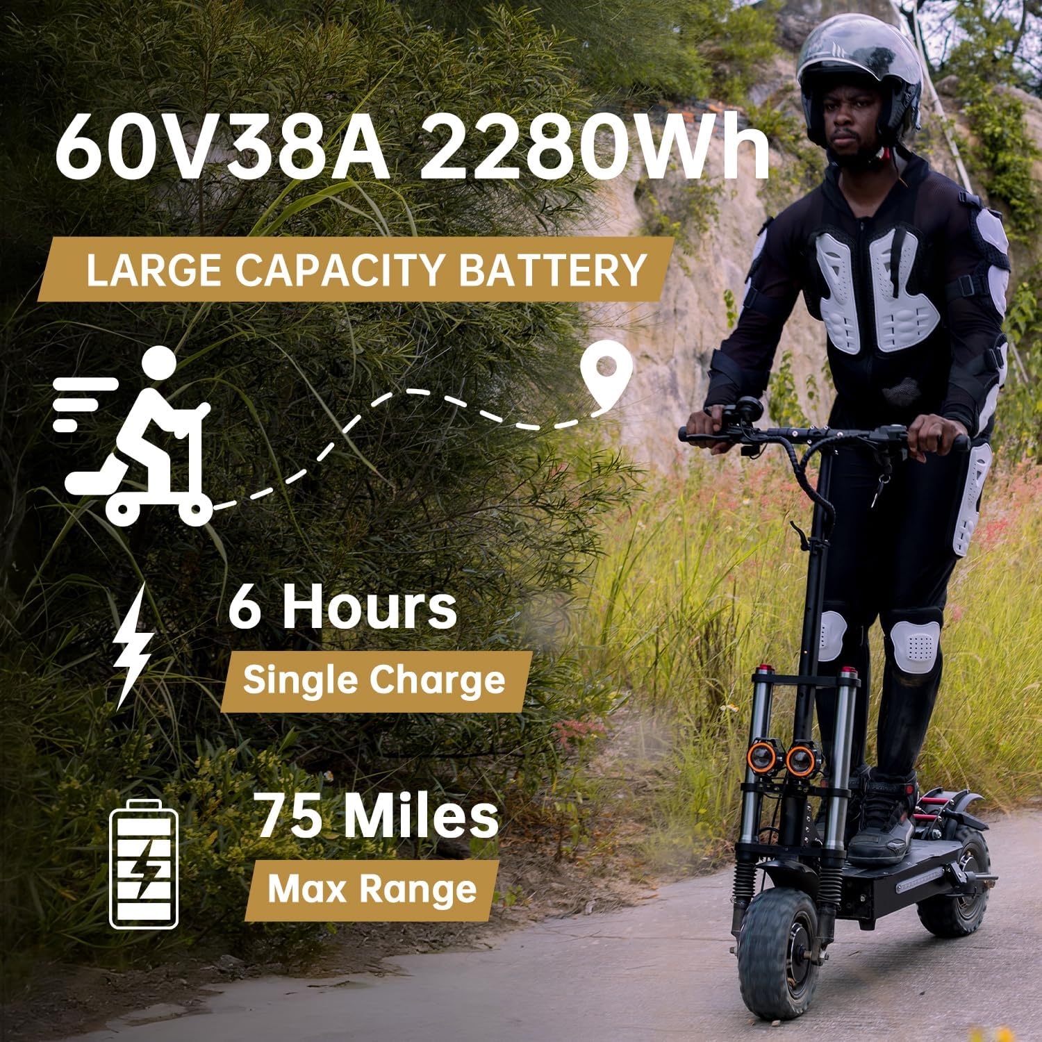 off-road electric scooter Reddydy RD1 large capacity battery, 6 hours charging, 75 miles ride