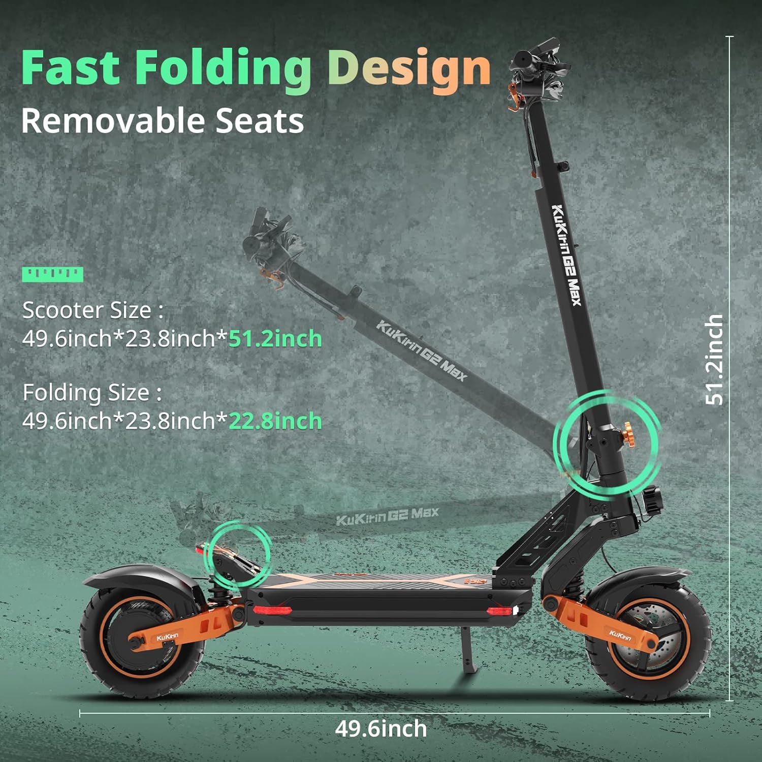 off-road electric scooter Kukirin G2 MAX fast folding design