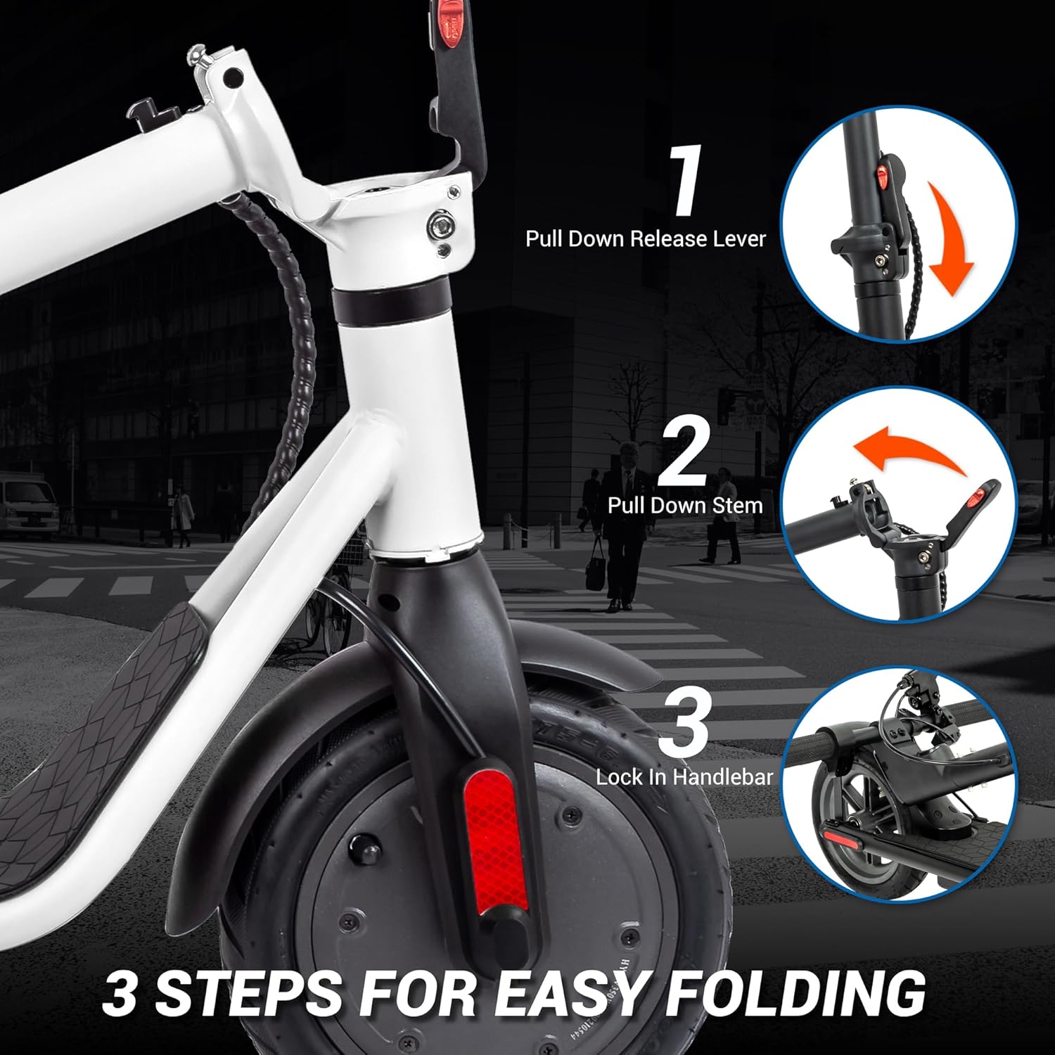 electric scooter Phantomgogo 3 steps for easy folding