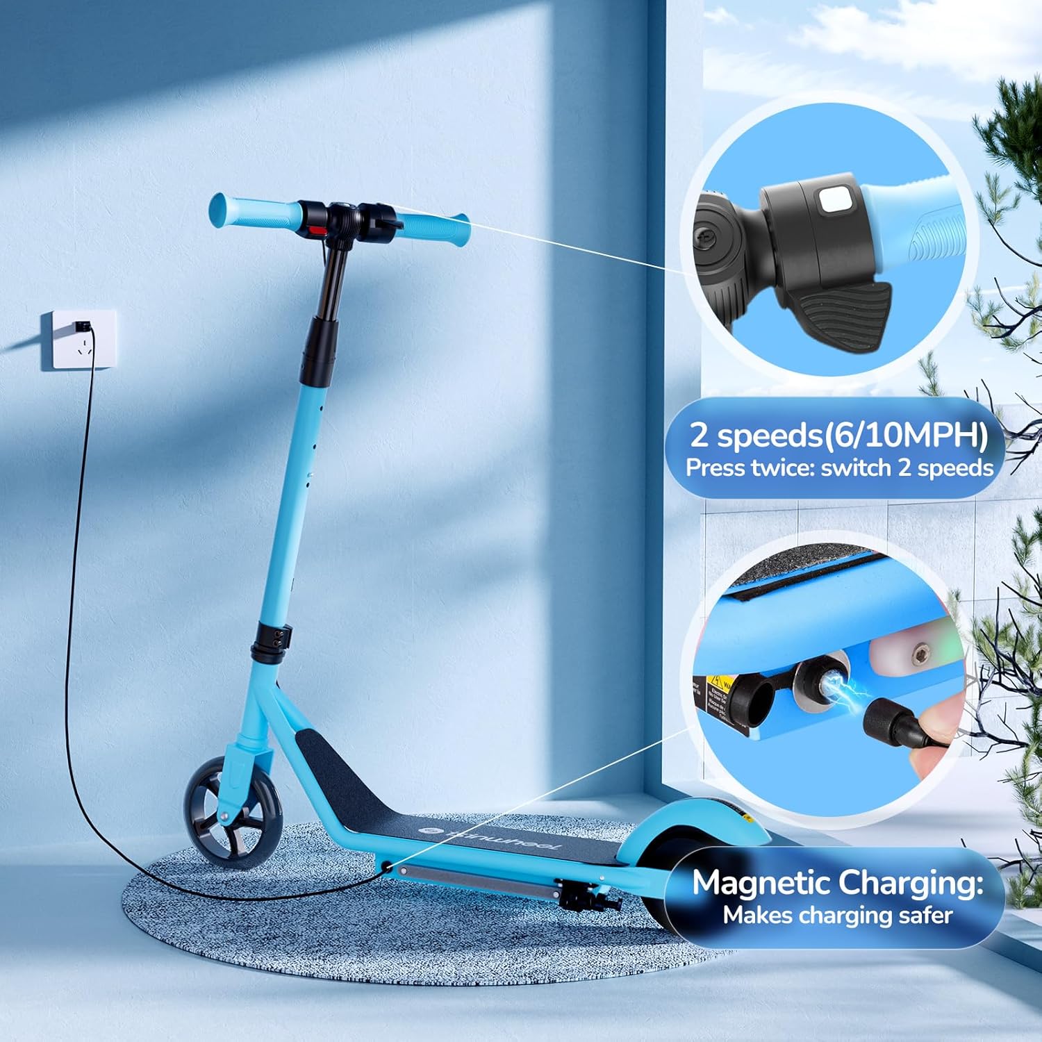 electric scooter for kids isinwheel S2 magnetic charging and 2 speeds