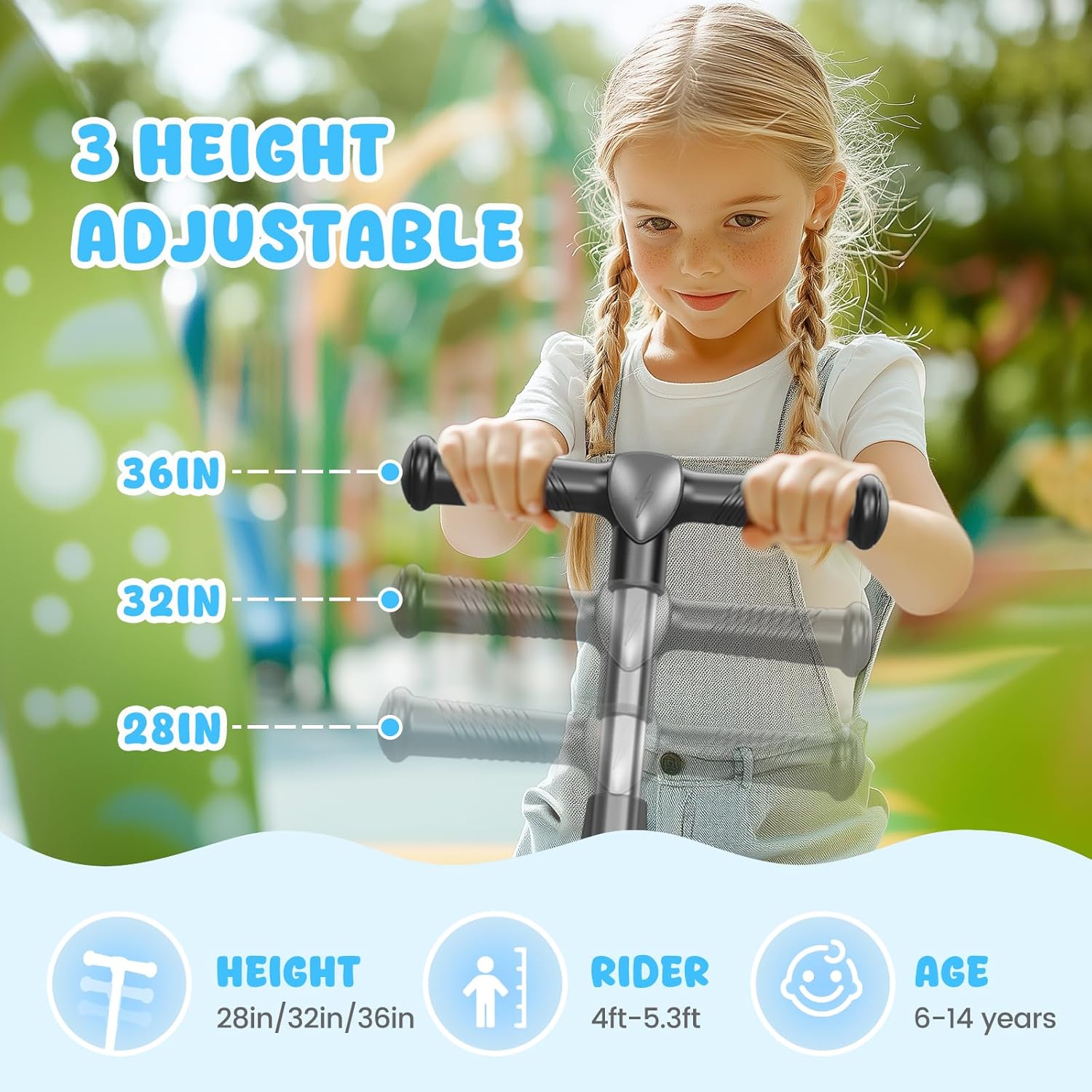 electric scooter for kids sisigad 531 height adjustable 3 levels