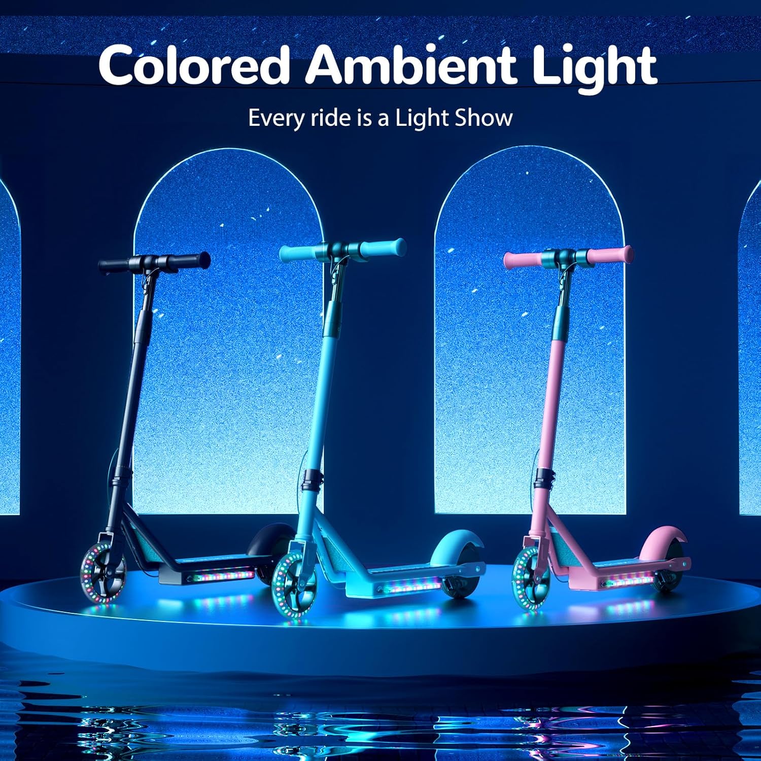 electric scooter for kids isinwheel S2 colored ambient light