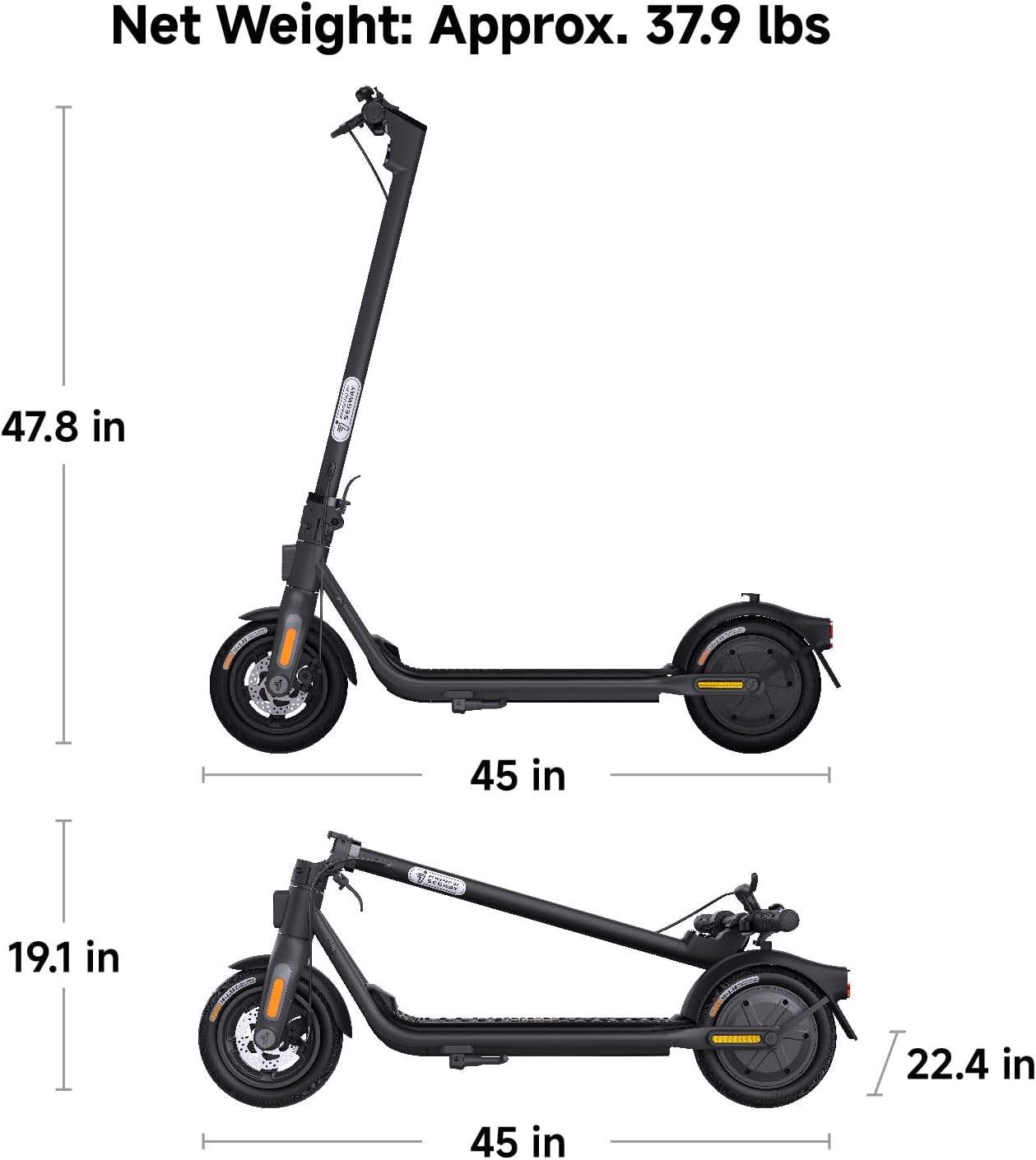 electric scooter Segway F2 product dimensions