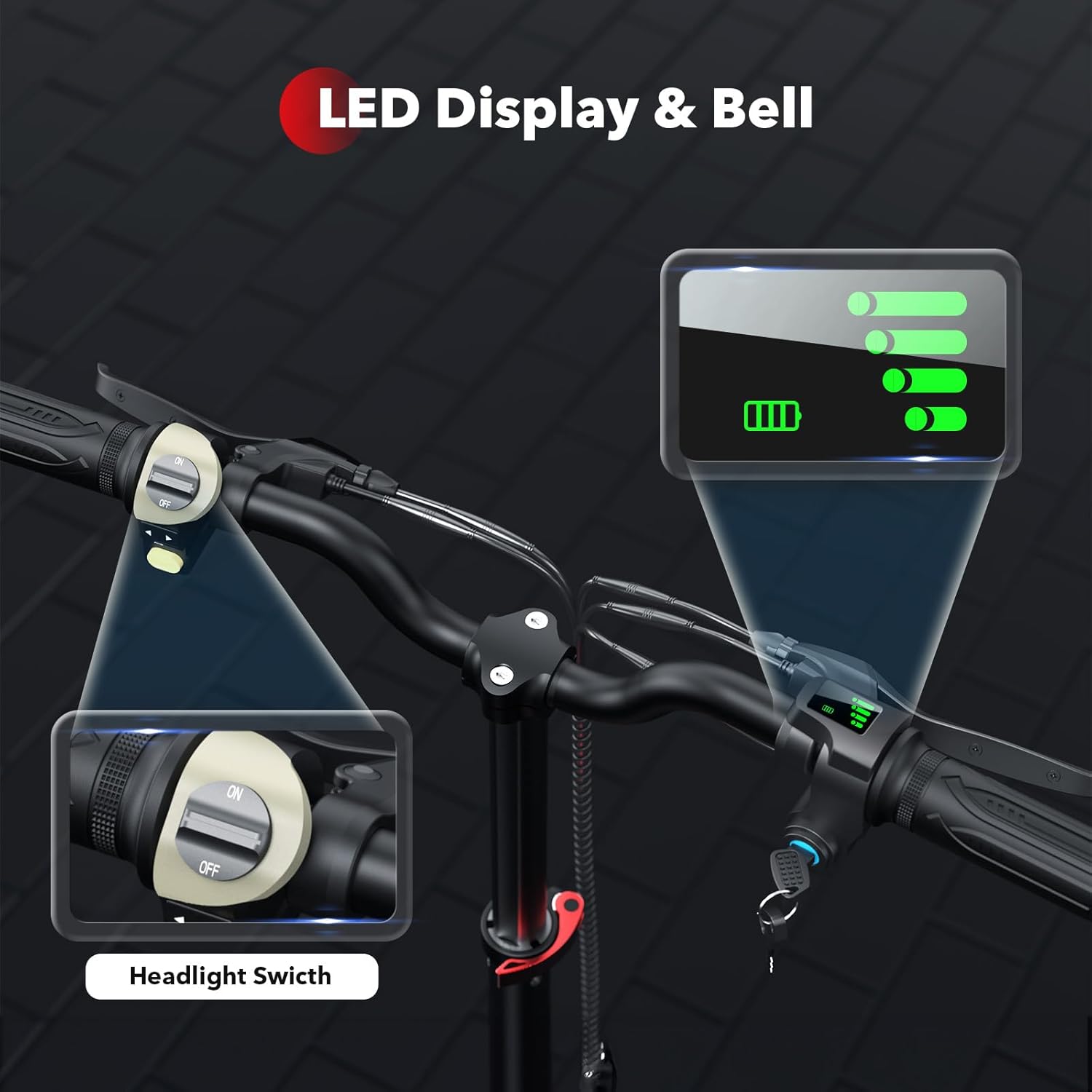electric scooter with seat iScooter i12 LED display and bell