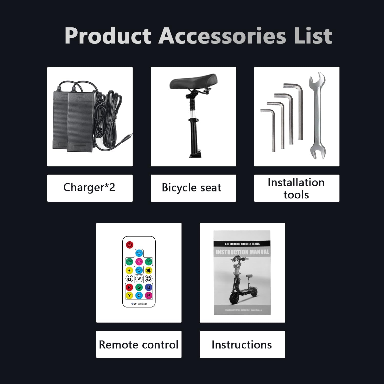 electric scooter ANDBEE X14 product accessories list
