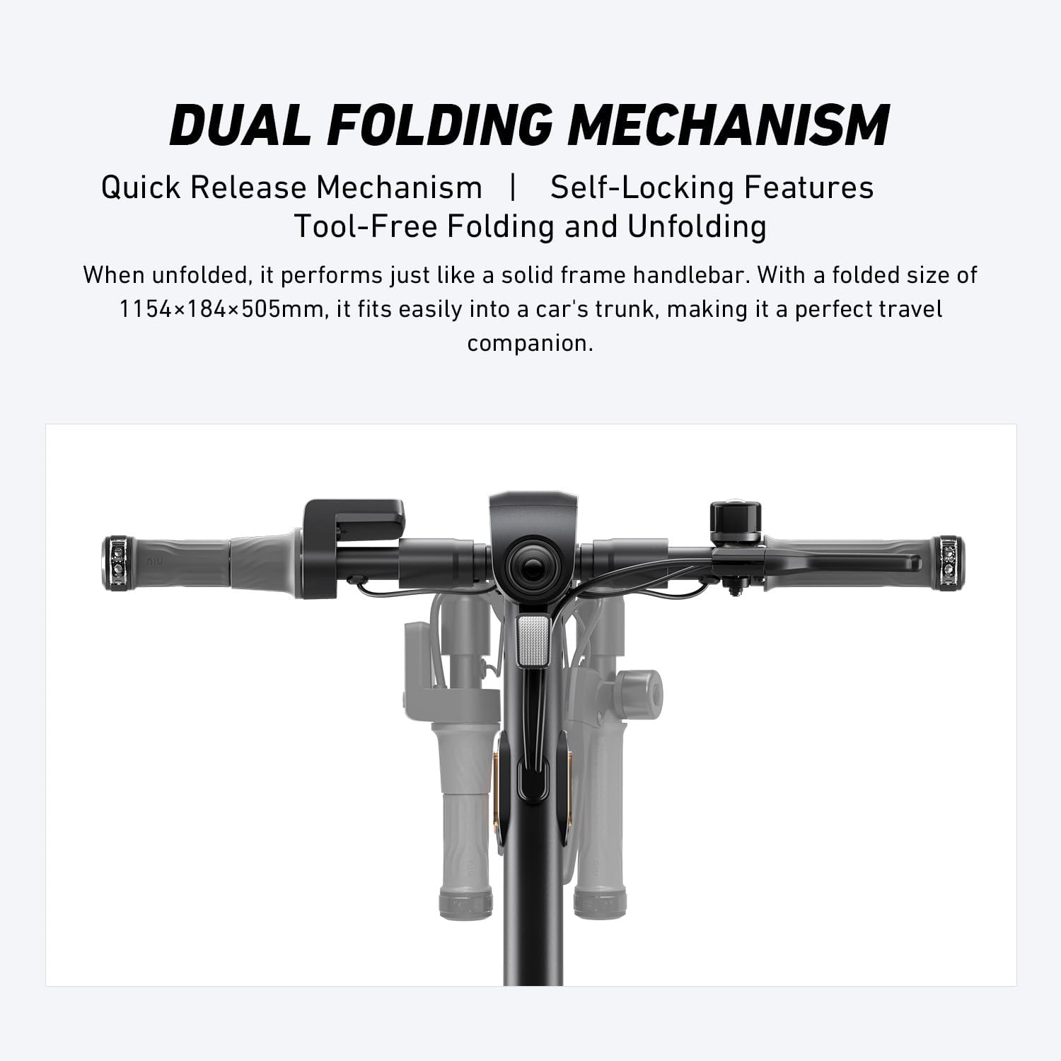 electric scooter NIU KQi 100F dual folding mechanism