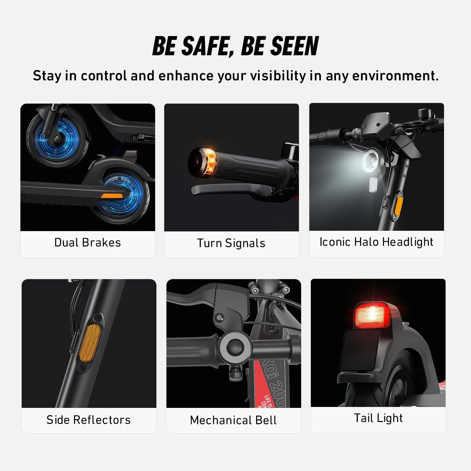 electric scooter NIU KQi 200F stay seen and safe
