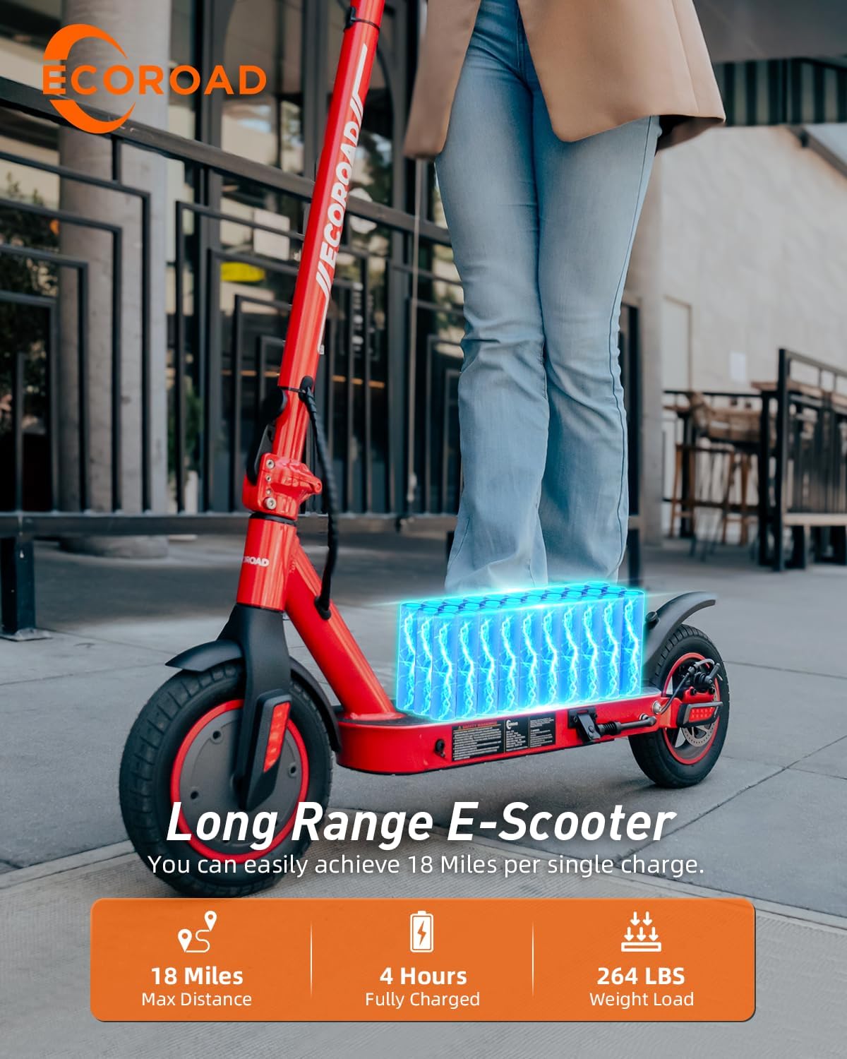 electric scooter for kids ECOROAD EC8 long range battery