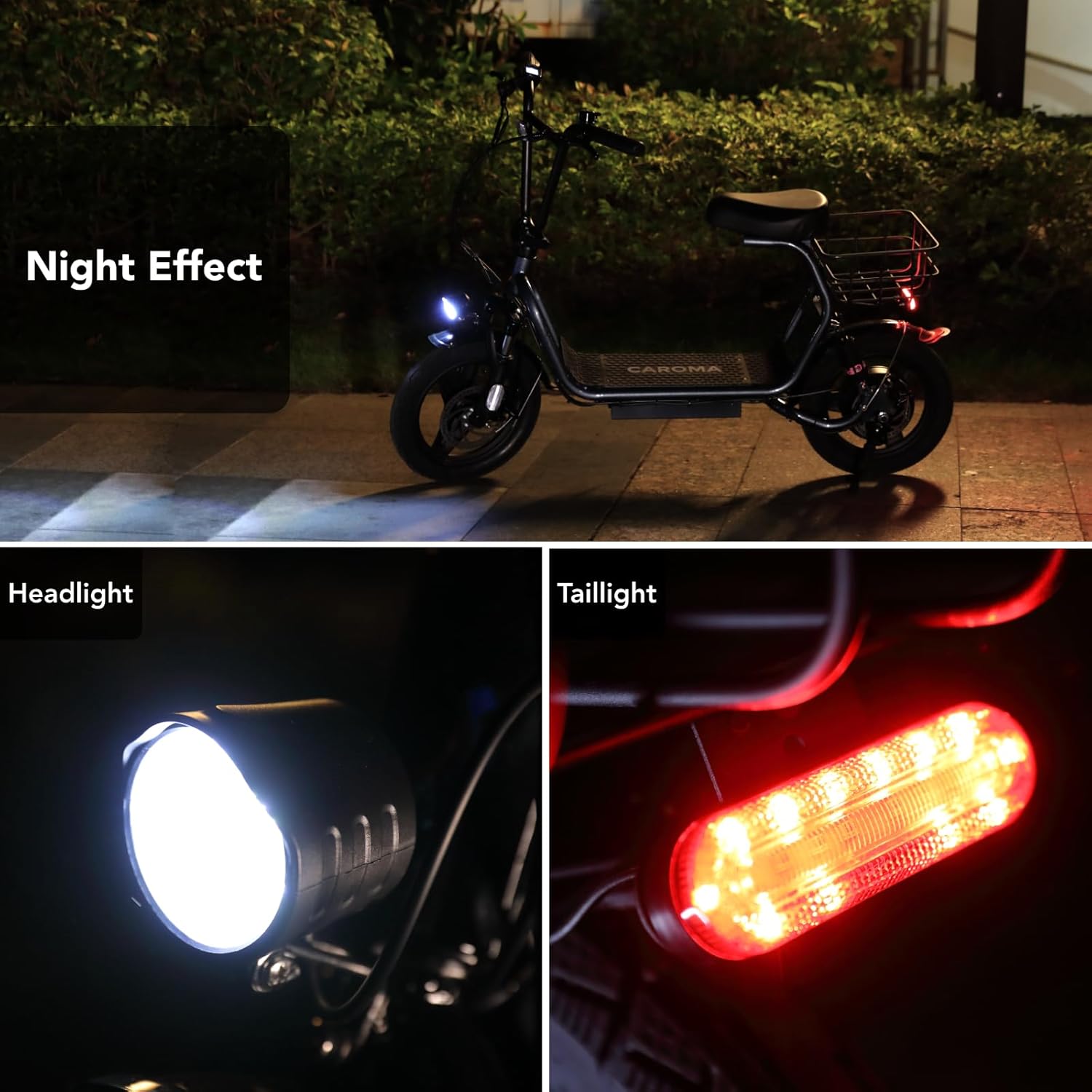 electric scooter with seat Caroma P4 lighting system