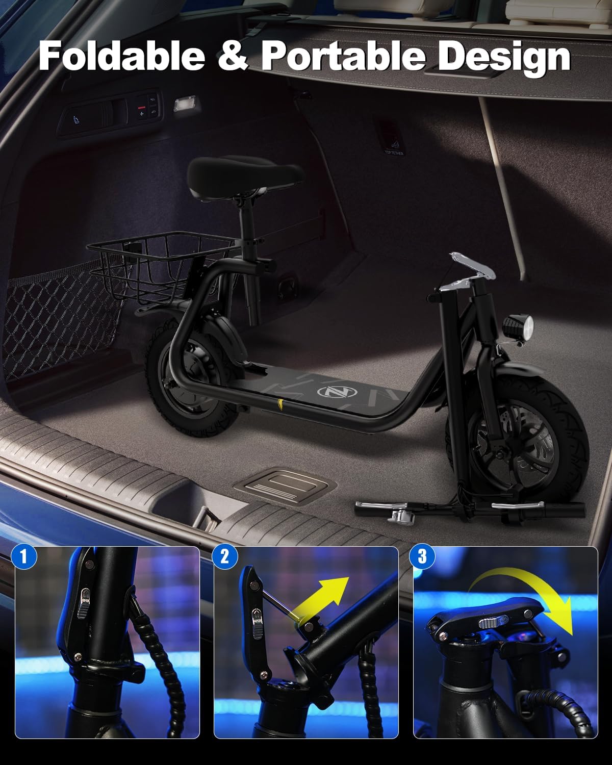 electric scooter with seat ZDZA 06 foldable design