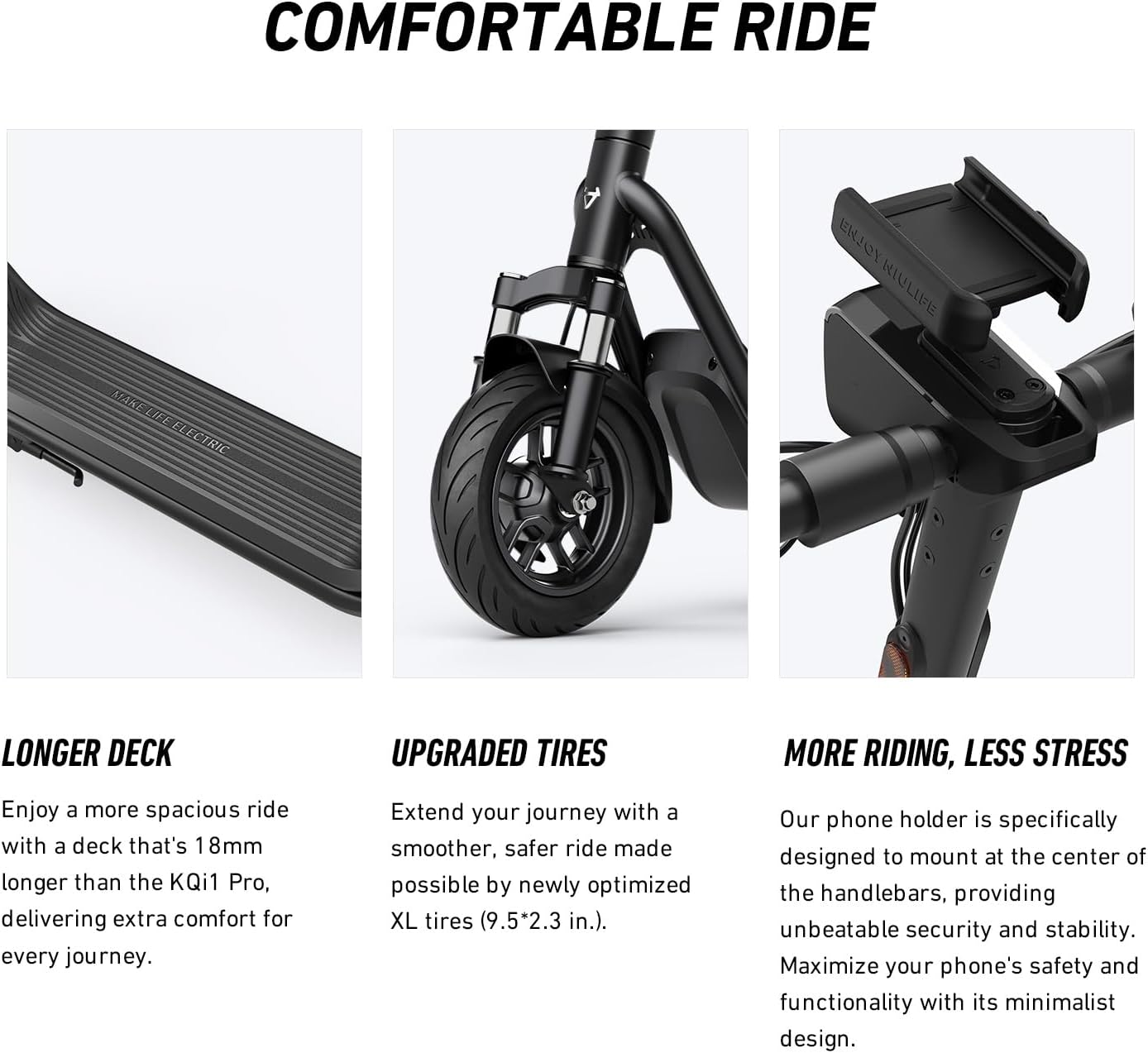 electric scooter NIU KQi 100F comfortable ride