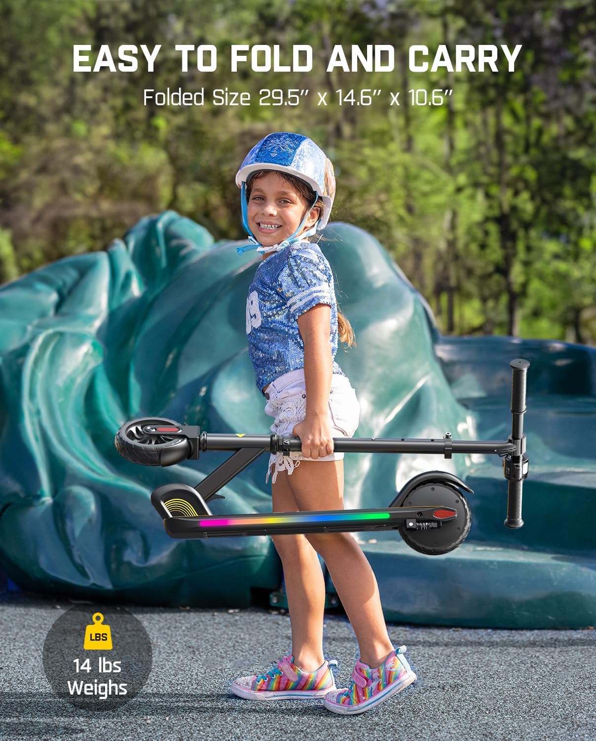 electric scooter for kids FanttikRide C9 Pro folded size