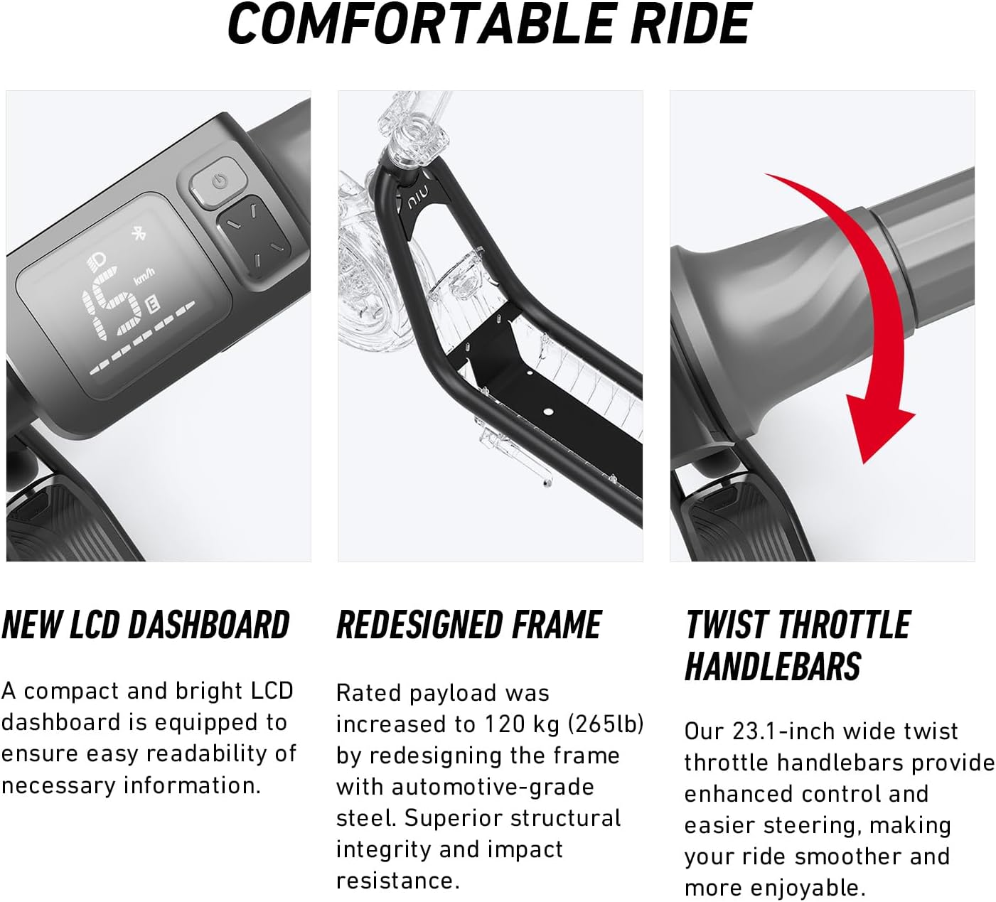 electric scooter NIU KQi 100F comfortable ride