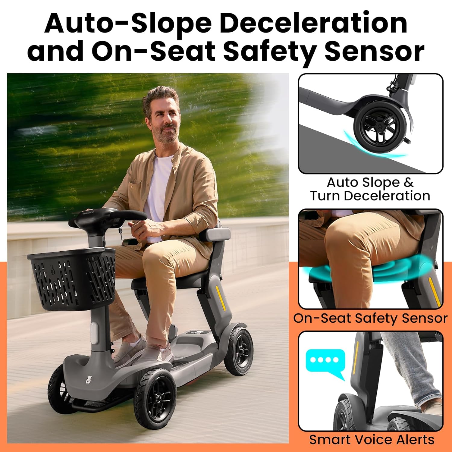 mobility scooter Glashow S3 auto slope deceleration