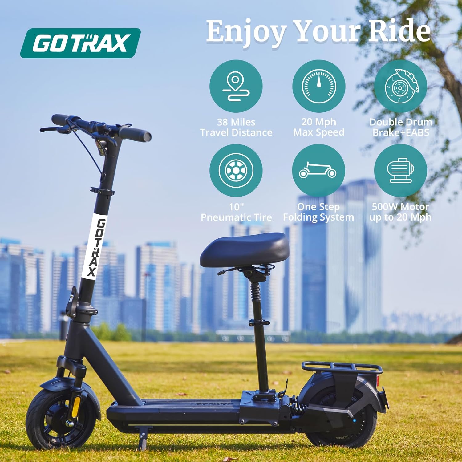 electric scooter with seat Gotrax Eclipse Ultra core specs