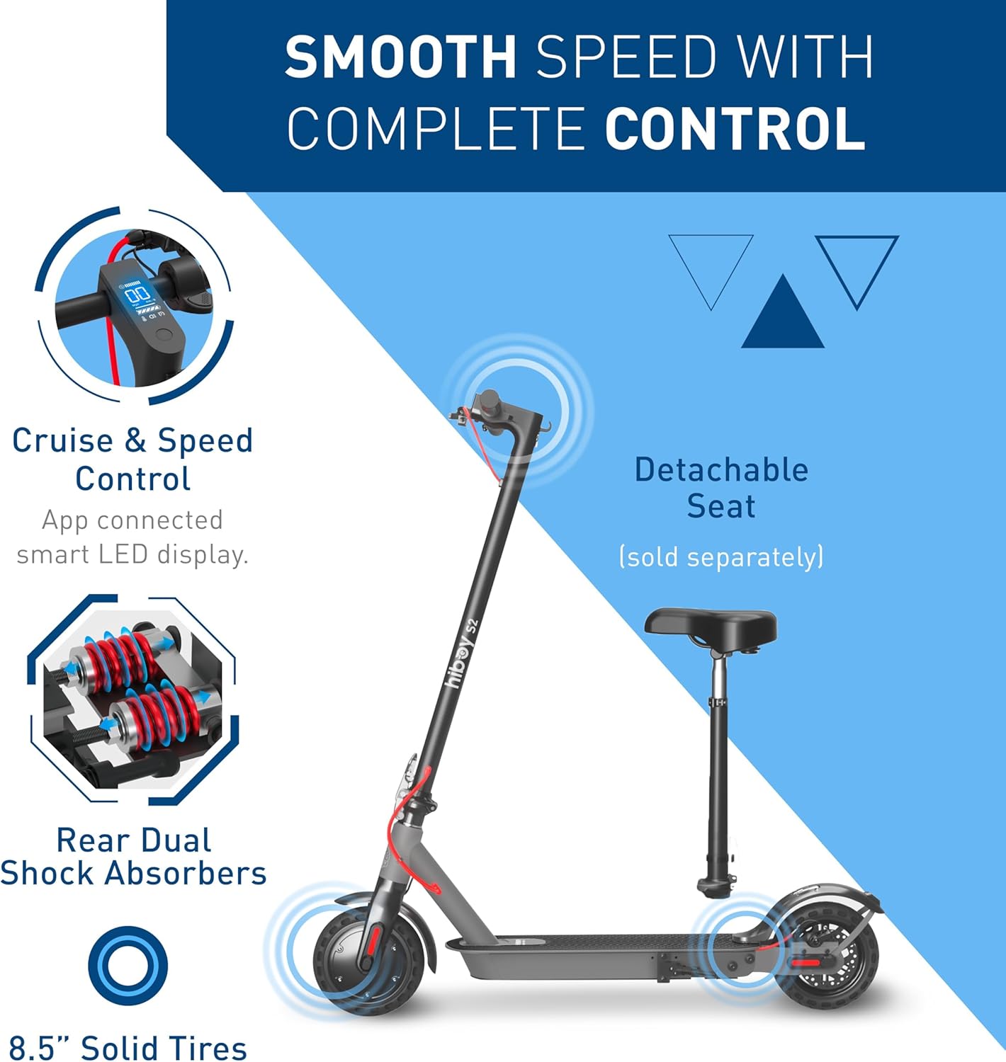 electric scooter Hiboy S2 with seat smooth speed with complete control