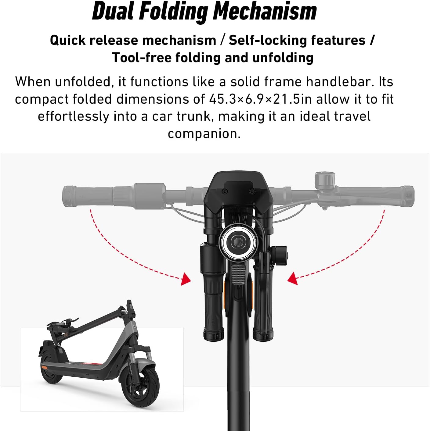 electric scooter NIU KQi 200F dual folding mechanism