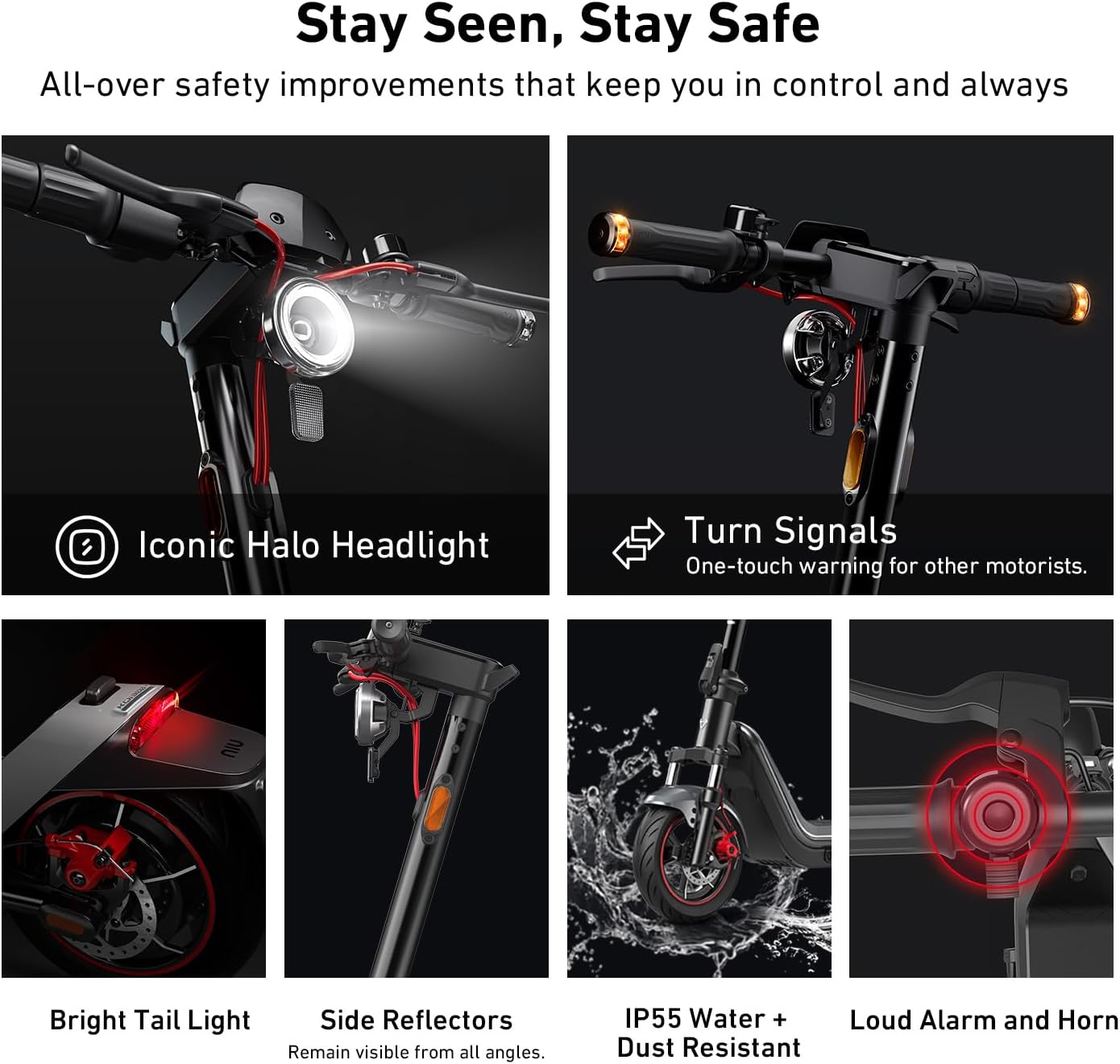 electric scooter NIU KQi 300X stay seen and safe