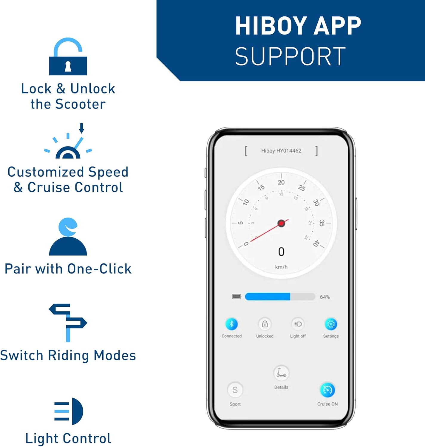electric scooter Hiboy S2 with seat app support