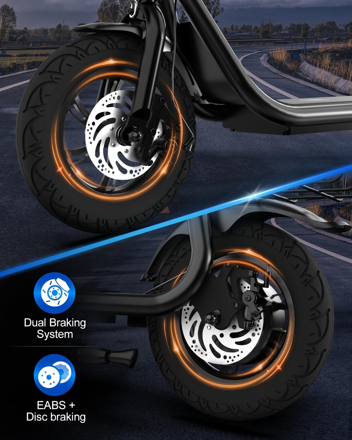 electric scooter with seat ZDZA 06 dual braking system
